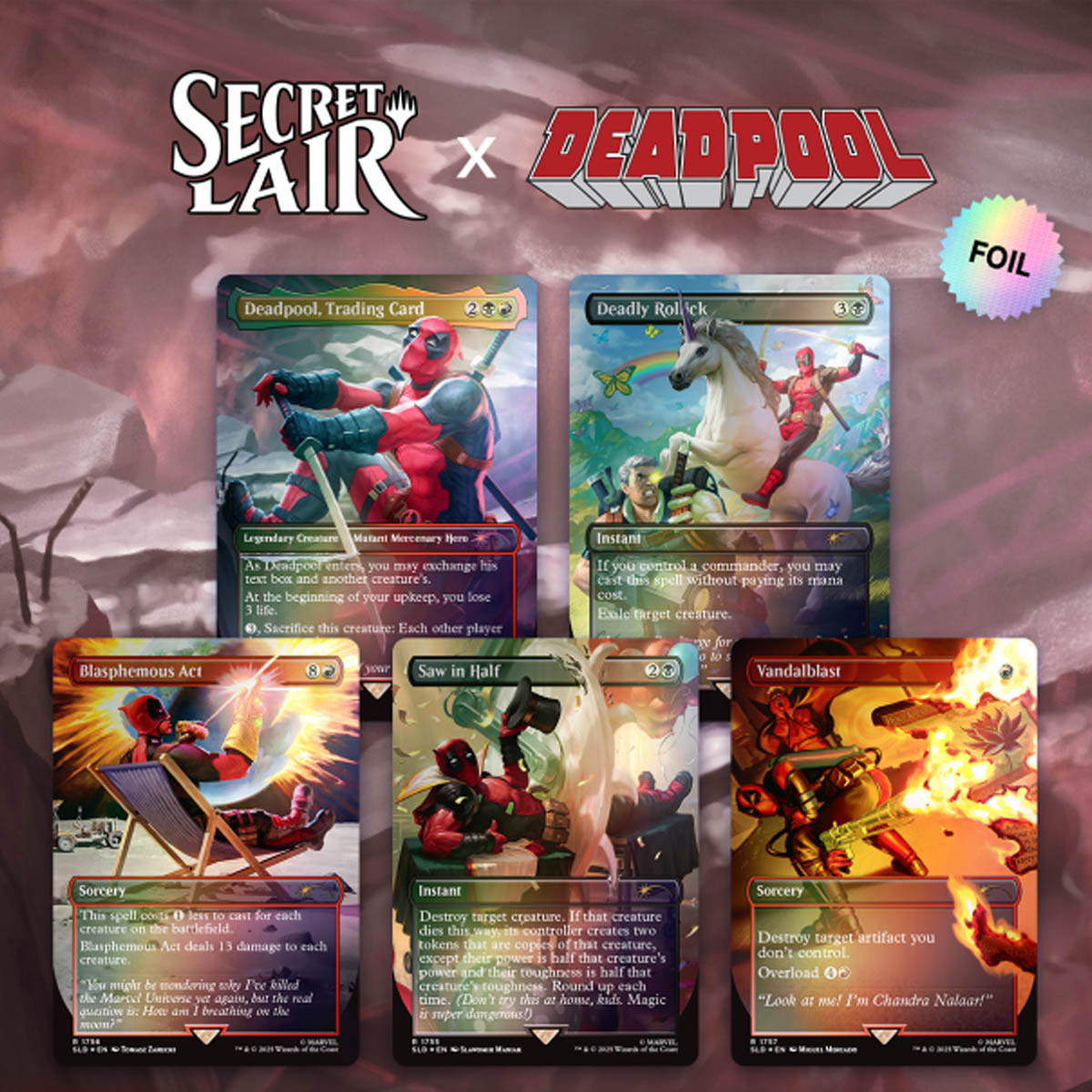 Magic The Gathering Secret Lair: Deadpool Rainbow FOIL Edition