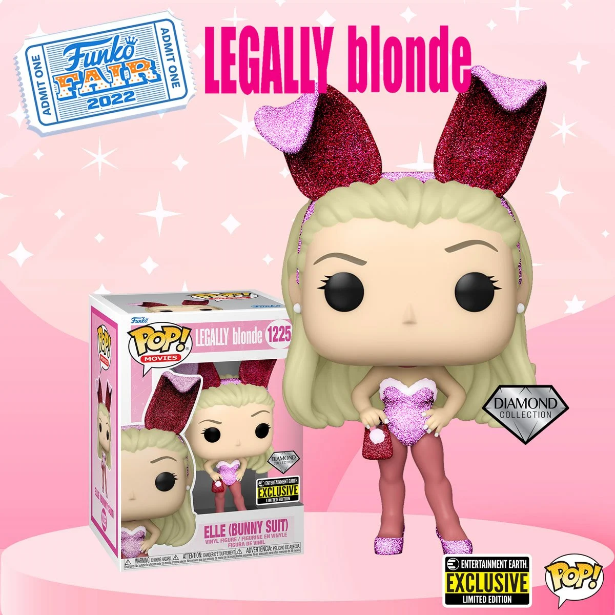 Legally Blonde Elle Bunny Diamond Glitter Pop! Vinyl