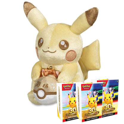 Pokémon TCG: 30th Celebration Booster Bundle x3 with Pikachu Plush