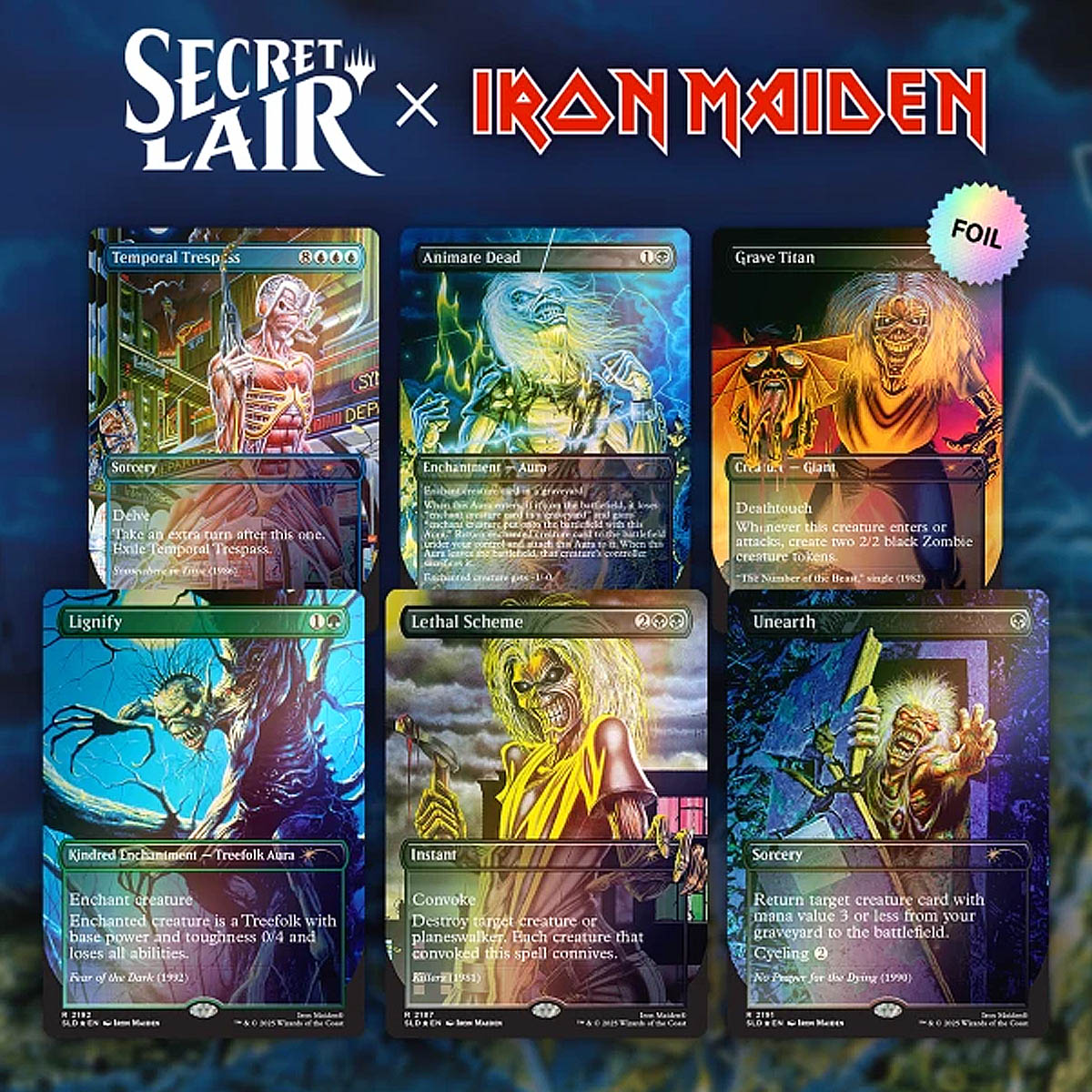 Magic The Gathering Secret Lair: Iron Maiden - Album Art Rainbow FOIL Edition